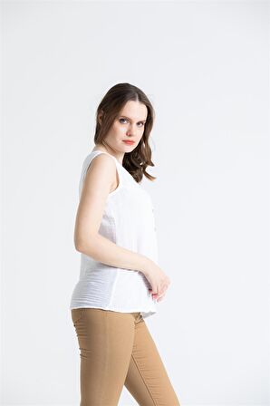 Kolsuz Müslin Melis Bluz Beyaz Byz