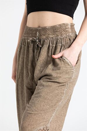 Şile Bezi Esma Bağlamalı Şalvar Toprak Tprk