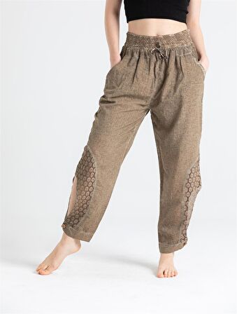 Şile Bezi Esma Bağlamalı Şalvar Toprak Tprk