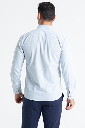Uzun Kol Poplin Akdeniz Erkek Gömlek Buz Mavi Bmv