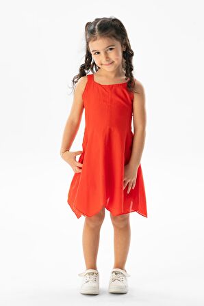 Askılı Vual Emel Yazlık Çocuk Elbise Mercan Mrcn