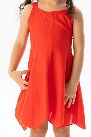 Askılı Vual Emel Yazlık Çocuk Elbise Mercan Mrcn