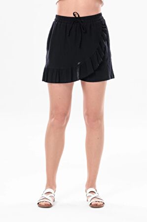 Ada Şile Bezi Yazlık Şort Etek Siyah Syh