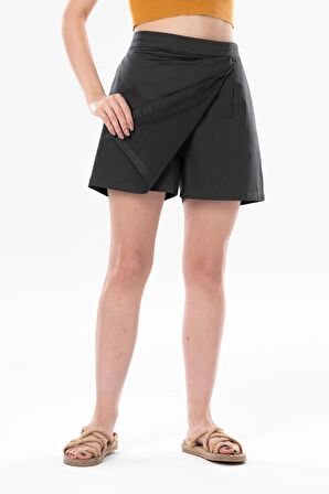 Sinem Gabardin Yazlık Şort Etek Haki Hk