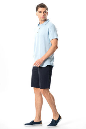 Violet Kısa Kol Foça Düğmeli Erkek Yazlık Tshirt Buz Mavi Bmv
