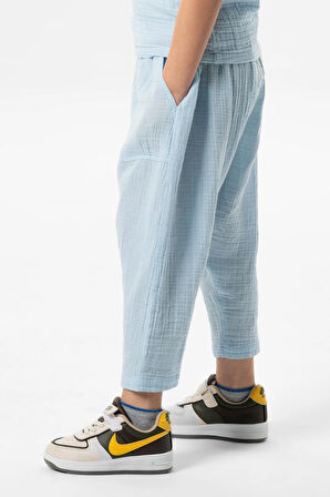 Batı Yazlık Müslin Erkek Çocuk Şalvar Buz Mavi Bmv