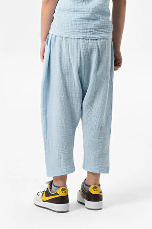 Batı Yazlık Müslin Erkek Çocuk Şalvar Buz Mavi Bmv