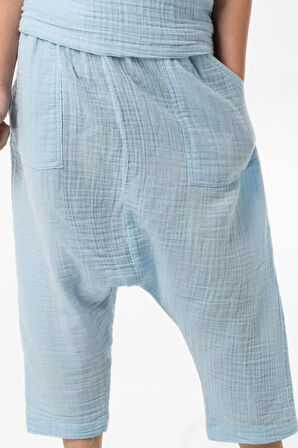 Batı Yazlık Müslin Erkek Çocuk Şalvar Buz Mavi Bmv