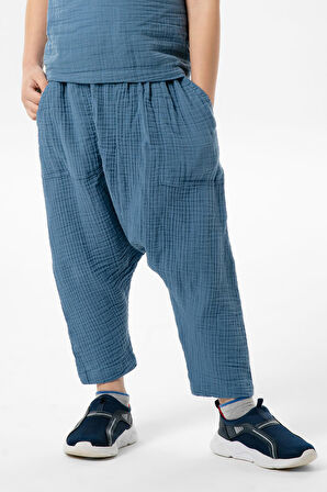 Batı Yazlık Müslin Erkek Çocuk Şalvar İndigo indg