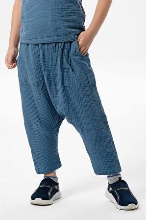 Batı Yazlık Müslin Erkek Çocuk Şalvar İndigo indg