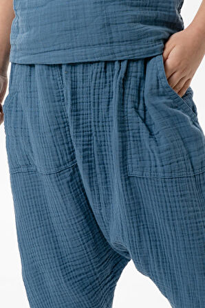 Batı Yazlık Müslin Erkek Çocuk Şalvar İndigo indg