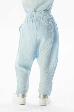 Batı Yazlık Müslin Kız Çocuk Şalvar Buz Mavi Bmv