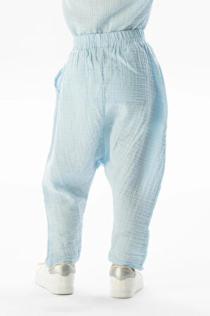 Batı Yazlık Müslin Kız Çocuk Şalvar Buz Mavi Bmv