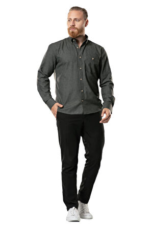 Uzun Kol Oduncu Erkek Pazen Sonbahar ve Kışlık Gömlek Haki 4003