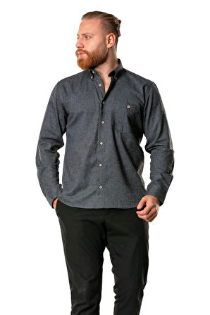 Uzun Kol Oduncu Erkek Pazen Sonbahar ve Kışlık Gömlek Koyu Gri 4005