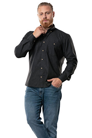 Uzun Kol Oduncu Erkek Pazen Sonbahar ve Kışlık Gömlek Siyah 4006