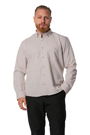 Uzun Kol Oduncu Erkek Pazen Sonbahar ve Kışlık Gömlek Bej 4032