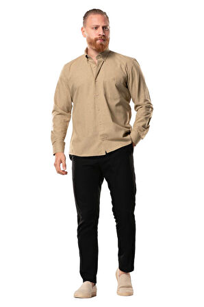 Uzun Kol Oduncu Erkek Pazen Sonbahar ve Kışlık Gömlek Yağ Yeşili 4034