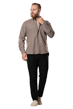 Uzun Kol Oduncu Erkek Pazen Sonbahar ve Kışlık Gömlek Açık Kahve 4036