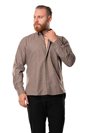 Uzun Kol Oduncu Erkek Pazen Sonbahar ve Kışlık Gömlek Açık Kahve 4036