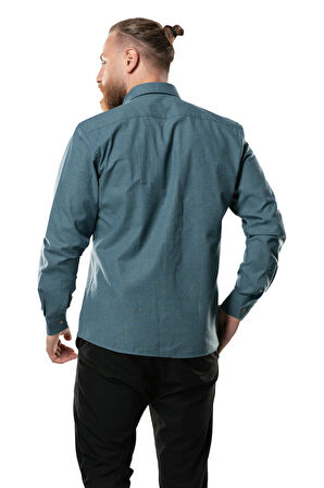 Uzun Kol Oduncu Erkek Pazen Sonbahar ve Kışlık Gömlek Petrol 4037