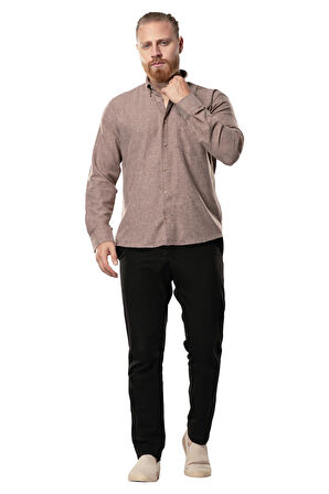 Uzun Kol Oduncu Erkek Pazen Sonbahar ve Kışlık Gömlek Kahve 4039