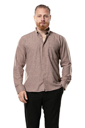 Uzun Kol Oduncu Erkek Pazen Sonbahar ve Kışlık Gömlek Kahve 4039