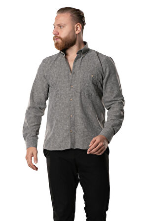 Uzun Kol Oduncu Erkek Pazen Sonbahar ve Kışlık Gömlek Gri 4040