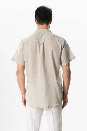 Kısa Kol Poplin Akdeniz Erkek Yazlık Gömlek Taş Tas