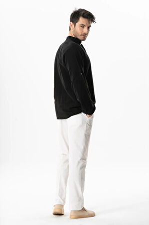 Uzun Kol Hakim Yaka Müslin Yazlık Sweatshirt Siyah Syh
