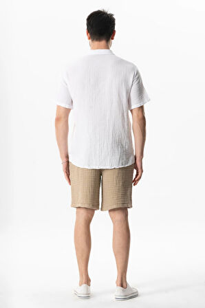 Kısa Kol Polo Yaka Müslin Yazlık Tshirt Beyaz Byz