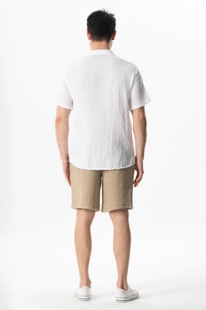Kısa Kol Polo Yaka Müslin Yazlık Tshirt Beyaz Byz