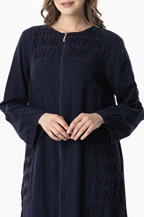 Uzun Kol Vual Tülay Nervürlü Yazlık Ferace Mor Mor