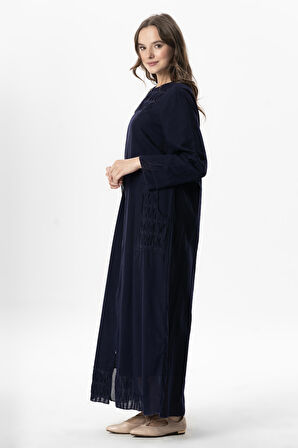 Uzun Kol Vual Tülay Nervürlü Yazlık Ferace Mor Mor