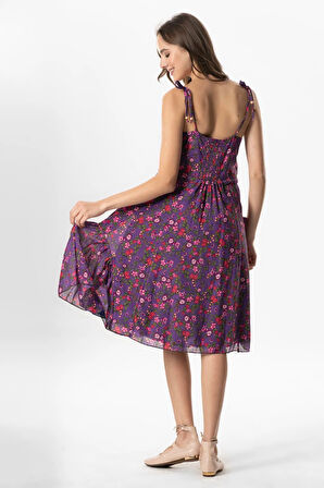 Askılı Vual Melisa Kısa Yazlık Etnik Elbise Tomurcuk Mor Tmrck Mr