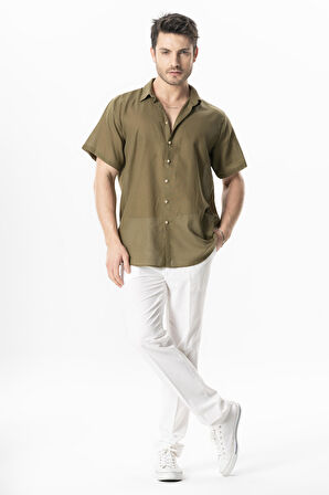 Keten Düğmeli Erkek Yazlık Pantolon Beyaz Byz