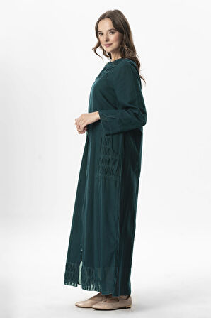 Uzun Kol Vual Tülay Nervürlü Yazlık Ferace Petrol Ptrl