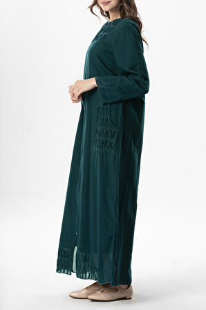 Uzun Kol Vual Tülay Nervürlü Yazlık Ferace Petrol Ptrl