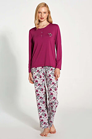 Pijadore Kadın Fuşya Uzun Kol Pijama Takım 1776 