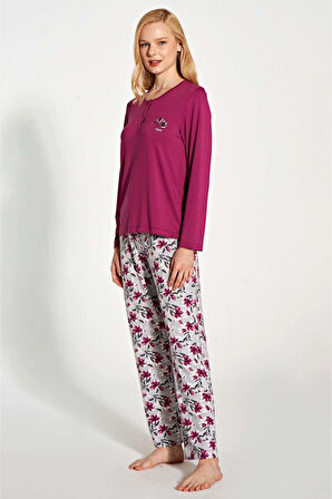 Pijadore Kadın Fuşya Uzun Kol Pijama Takım 1776 