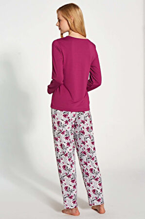 Pijadore Kadın Fuşya Uzun Kol Pijama Takım 1776 