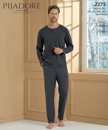 Pijadore Erkek %100 Pamuklu Uzun Kollu Pijama Takımı 2275