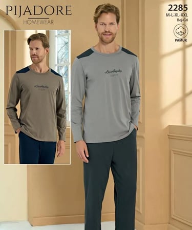 Pijadore Erkek %100 Pamuklu Uzun Kollu Pijama Takımı 2285