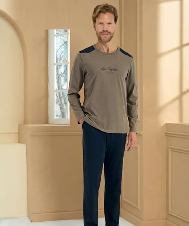 Pijadore Erkek %100 Pamuklu Uzun Kollu Pijama Takımı 2285