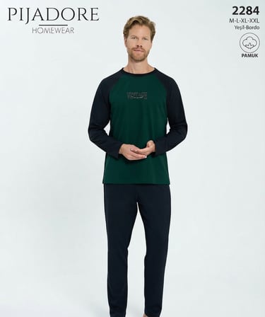 Pijadore Erkek %100 Pamuklu Uzun Kollu Pijama Takımı 2284