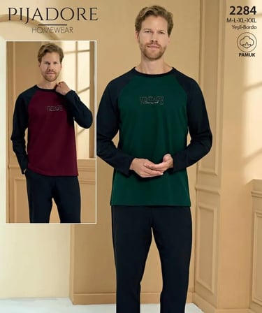 Pijadore Erkek %100 Pamuklu Uzun Kollu Pijama Takımı 2284