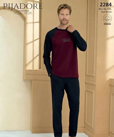 Pijadore Erkek %100 Pamuklu Uzun Kollu Pijama Takımı 2284