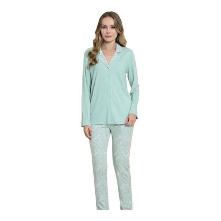 Pijadore Kadın Önü Düğmeli Uzun Kollu Mevsimlik Pijama Takımı 2236