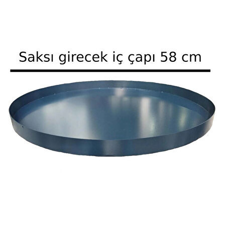 Metal Saksı Altlığı Iç Dış Saksı Altlığı Dekoratif Saksı Altı Çap 58 cm Derinlik 3,5 cm Antrasit Rengi