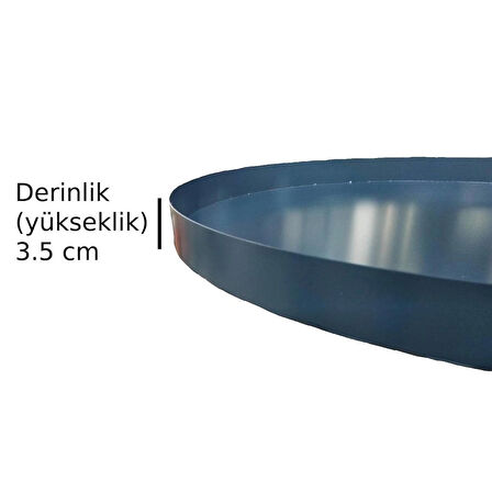 Metal Saksı Altlığı Iç Dış Saksı Altlığı Dekoratif Saksı Altı Çap 58 cm Derinlik 3,5 cm Antrasit Rengi